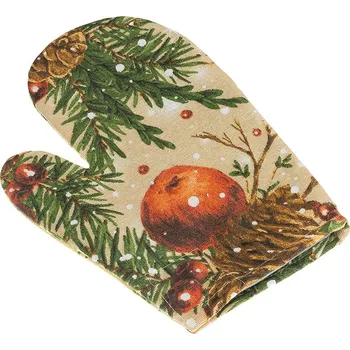 Chňapka Bellatex Kuchyňská chňapka - VÁNOČNÍ ŠIŠKY A JABLKA vzor: šišky a jablka