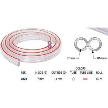 Dvojitá hadice podtlaková k pulzátoru dojení 7x14 mm, červený proužek / 1m