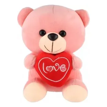 plyšák Teddies Medvídek sedící se srdíčkem 19 cm