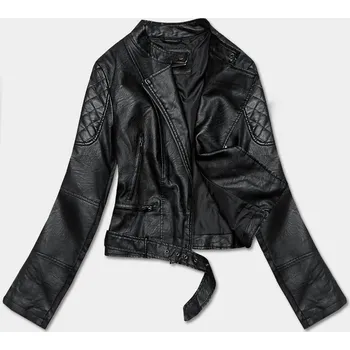 Černá bunda ramoneska z ekokůže se stojáčkem (AX-805) odstíny černé S (36)