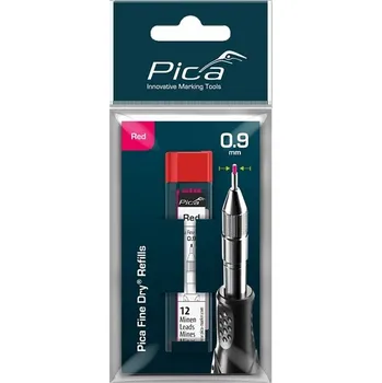 Grafitová tužka Pica Fine Dry 7031 - náhradní tuhy červené na blistru 12 ks