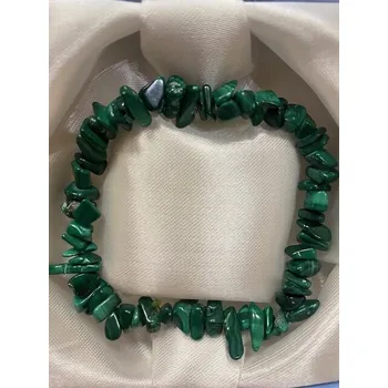 Drahý kámen Náramek Malachit, 6 mm, sekaný