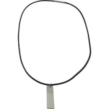 Náhrdelník Kožený náhrdelník s ocelovým obdélníkovým přívěskem Délka 61 cm