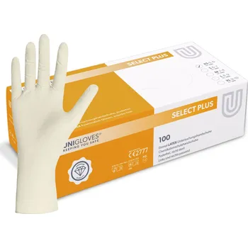 Vyšetřovací rukavice UNIGLOVES Latexové rukavice - Select Plus, 100 ks Velikost: XS (6)