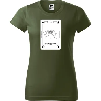 Dámské tričko DOBRÝ TRIKO Dámské tričko s potiskem Nevěsta tarot Barva: Khaki, Velikost: XL