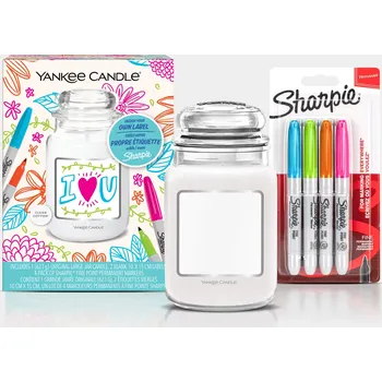 Yankee candle Darčekový set Veľká Sviečka Clean Cotton a Perá Sharpie 623 g