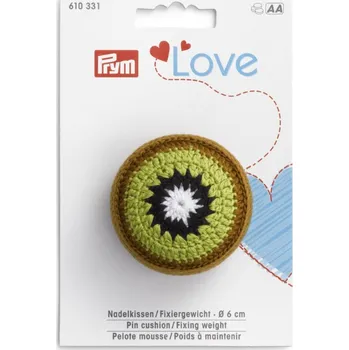 Háčkovaný jehelníček a záváží 2v1, Prym Love, 6 cm, "Kiwi"