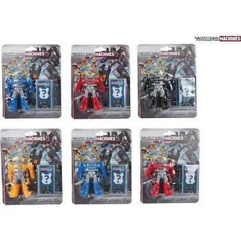 autíčko Auto/robot 9,5 cm s doplňky - mix barev (žlutá, červená, modrá, černá)