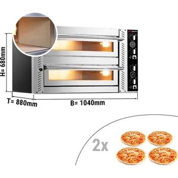 Pec na pizzu G.Gastro Elektrická pec na pizzu - (celošamotová) - 4+4x 30 cm - manuální
