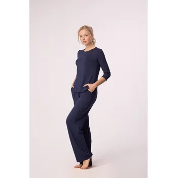 Dámské pyžamo KALHOTY MARGOT LONG NAVY BLUE tmavě modrá M