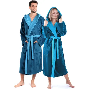 Pánský župan Unisex župan Tampa duo s kapucí 3959 petrolejová - Vestis XXL