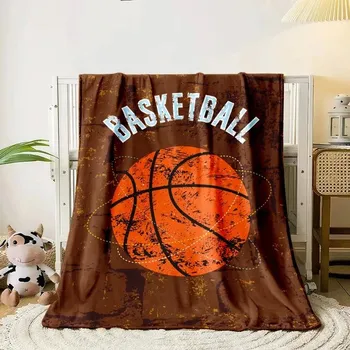 Přehoz na lůžko Flanelový přehoz | deka s motivem basketbalu - 2,80cm x 120cm
