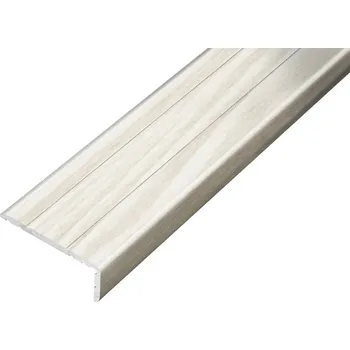 Stavební materiál ACARA AP5 schodová lišta samolepící B, hliník+fólie dub bělený, v: 10 mm, š: 25 mm, d: 2,7 m AAHAF B255910-SK/T2