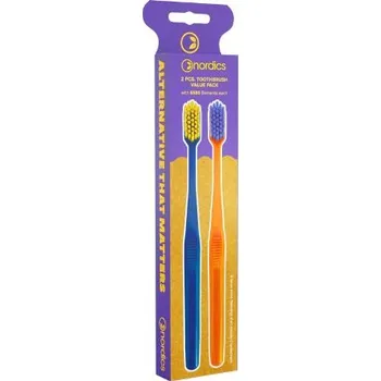 Zubní kartáček Zubní kartáčky Soft z recyklovatelného bioplastu oranžová/modrá Nordics Oral Care 2ks
