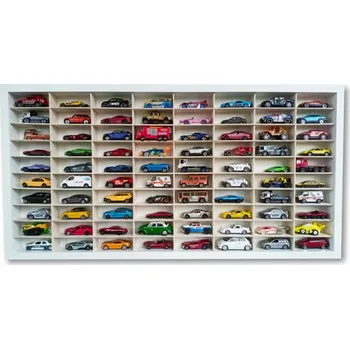 Dřevěná hračka Dřevěná polička na autíčka 80ks bílá DOPRAVA ZDARMA