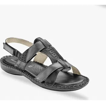 Dámské sandále Dvoubarevné kožené sandály černá/stříbřitá 40