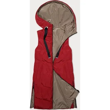 Dámská vesta Červeno/béžová oboustranná dámská vesta s kapucí S'West (B8221-4) odcienie czerwieni L (40)