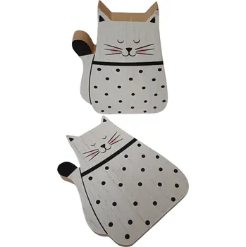 Dřevěná dekorace- Zasněná kočička