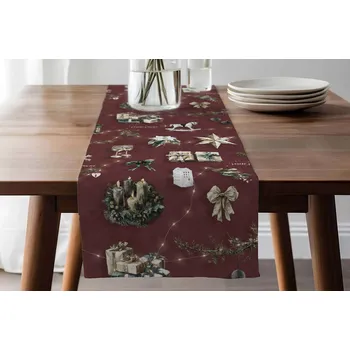 Povlečení DARRÉ Bavlněný běhoun Kouzlo Vánoc - červený Velikost: 43 x 140