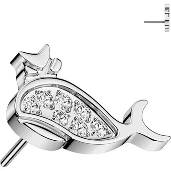 Piercing Šperky4U Ozdobná část k PUSH IN piercingu TITAN, velrybka - TIT1501
