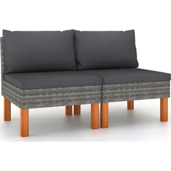 Zahradní pohovka Středové sedačky 2 ks polyratan a masivní eukalyptové dřevo IM_315756