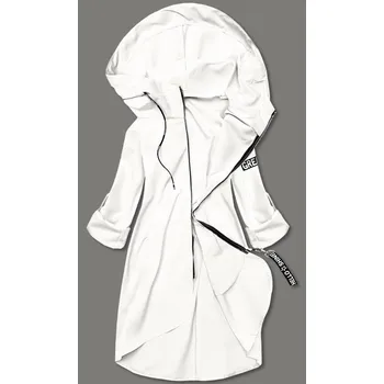 Dámský kabát Tenký asymetrický dámský přehoz přes oblečení ve smetanové barvě (B8117-26) odstíny bílé L (40)