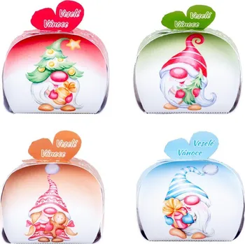 Vánoční dekorace Přírodní glycerinové mýdlo 50 g - Veselé Vánoce, skřítek v krabičce (mix barev)