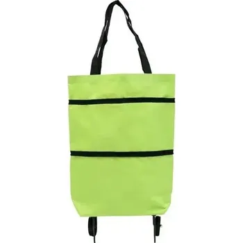 Skládací nákupní taška velkokapacitní | taška na kolečkách - Fluorescenční zelená