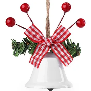 Vánoční dekorace Kovový zvoneček, rolnička k zavěšení - 8 (Ø38 mm) bílá