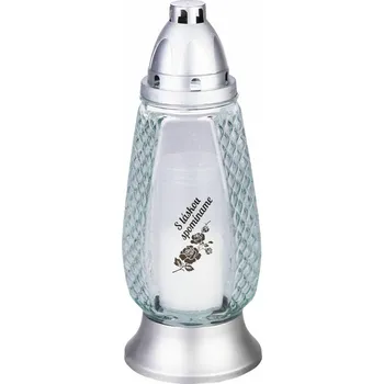 Smuteční dekorace Kahanec Hrob, transparentní sklo, stříbrný, 28h, 80 g, na hrob