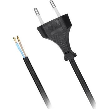 Napájecí kabel Flexo šňůra gumová 2x0,50mm2 3m černá SOLIGHT PF08B