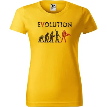 Dámské oblečení DOBRÝ TRIKO Dámské tričko Evoluce hrdinky Barva: Žlutá, Velikost: L