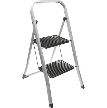 Žebřík Homestyling Schůdky ocelové 2 nášlapy stříbrná / černá KO-C80001230