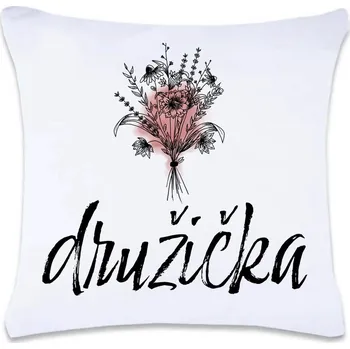 Dekorativní polštářek DOBRÝ TRIKO Polštář s potiskem 40 x 40 cm Družička kytice Oboustranný tisk: NE