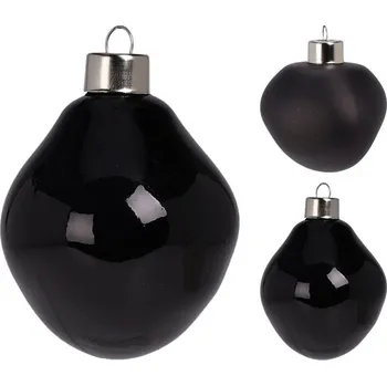 Vánoční ozdoba Vánoční ozdoba skleněná 60 mm, černá - sada 3 ks
