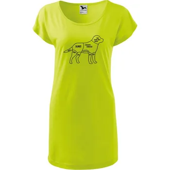 Dámské oblečení DOBRÝ TRIKO Dámské tričko/šaty Kde drbat psa Velikost: XS, Barva: Limetková