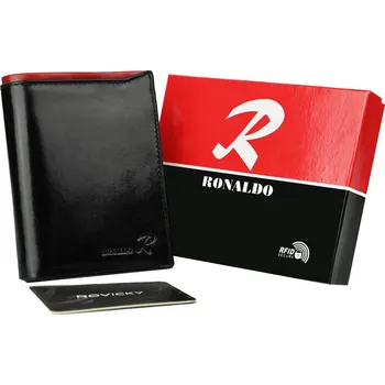 Peněženka Pánská kožená peněženka s barevnou vsadkou Hlavní barva \ zapínání: černá || červená \ bez zapínání