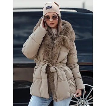 Dámská bunda Dámská bunda zimní FURSOFT prošívaná s kapucí TY4668 Barva: Béžová, Velikost: XL