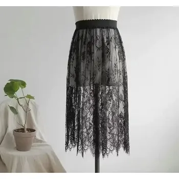 Dámská sukně Krajková průhledná sukně Velikost: M, Barva (Varianta): Black 60cm