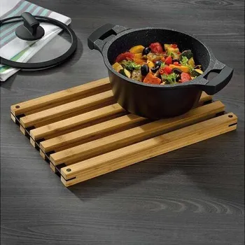 Pánev Kela Podložka Kiril 38x24 cm bambus černá KL-12596