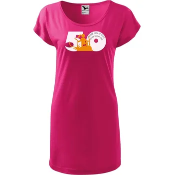 DOBRÝ TRIKO Dámské tričko/šaty Jsem střelená 50 let Velikost: XS, Barva: Purpurová