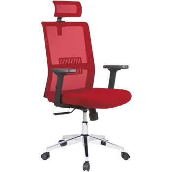 DAREN CR kancelářská židle s podhlavníkem, kříž chrom, červená