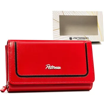 Peněženka Velká, kožená dámská peněženka na patentku a zip Barva: černá || Červené