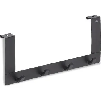 Věšák Kela Dveřní věšák 4 háčky Colgar kovový černý 30,0x13,0x2,5cm KL-22241