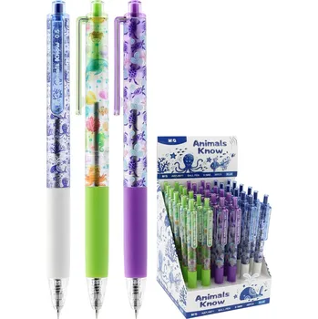 Pero kuličkové M&G Animals Know 0,5 mm, modrá náplň (3 designy)