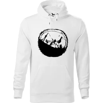 Pánská mikina DOBRÝ TRIKO Pánská mikina s potiskem Hory a kolo Velikost pánské mikiny: S, Barva: Bílá