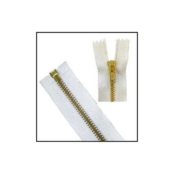 Zip kovový zip mosazný P6-Ms-060 cm-D-aretační jezdec-bílý celé balení