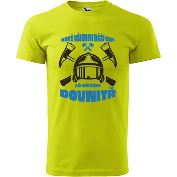 Pánské oblečení DOBRÝ TRIKO Pánské tričko s potiskem Běžím dovnitř Velikost: M, Barva: Limetková