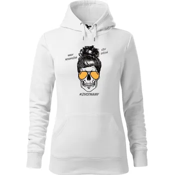 Dámská mikina DOBRÝ TRIKO Dámská mikina s potiskem Život mámy Velikost dámské mikiny: L, Barva: Bílá