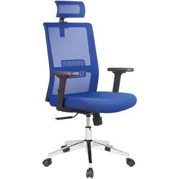 DAREN CR kancelářská židle s podhlavníkem, kříž chrom, modrá